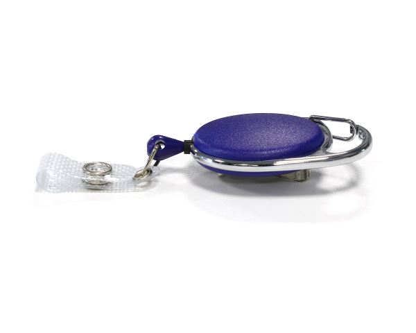 Blue Carabiner ID Badge Reels with Recess  Belt & Strap Clips (Pack of 50)